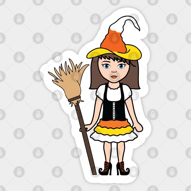 Candy Corn Witch Halloween Trick or Treat Sticker 1 Sticker by PLLDesigns